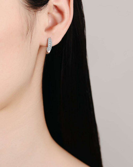 Sleek Sterling Silver Moissanite Earrings with Rhodium Finish: A Classic Statement Piece