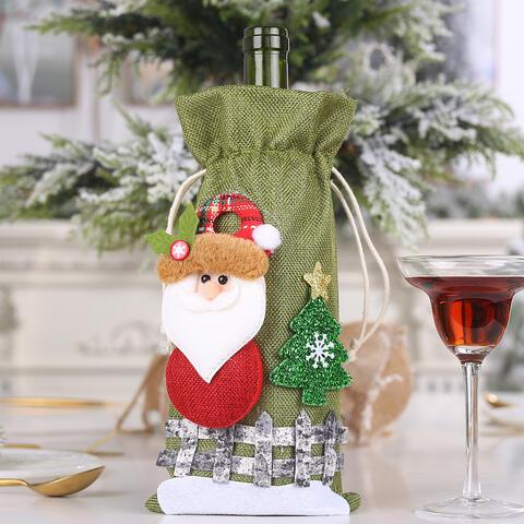 Festive Christmas Doll Wine Bottle Cover Duo with Cheerful Charms