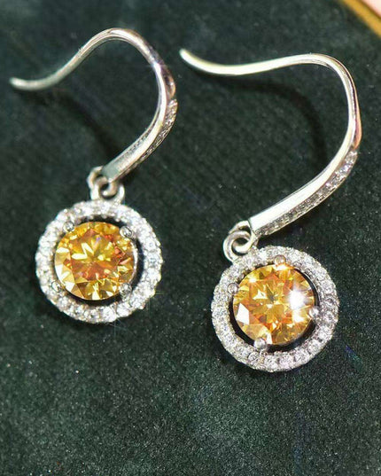Radiant Platinum Lab-Created Diamond Drop Earrings with Stunning Zircon Accents