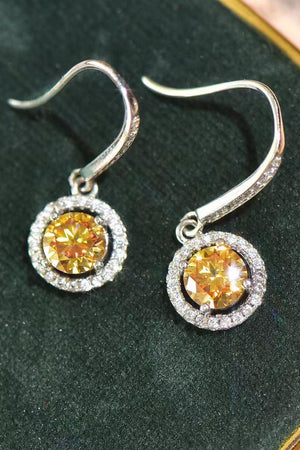 Platinum-Plated 2 Carat Moissanite Drop Earrings-Trendsi-Yellow/White-One Size-Très Elite