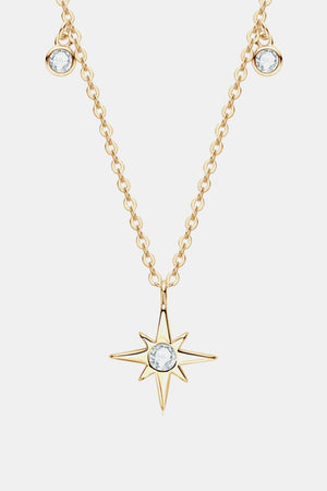 Moissanite North Star Pendant 925 Sterling Silver Necklace-Trendsi-Gold-One Size-Très Elite