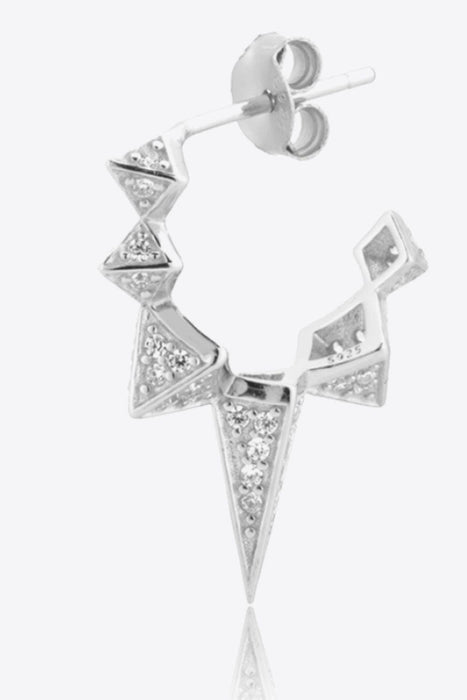 Zircon Adorned Sterling Silver Geometric Earrings