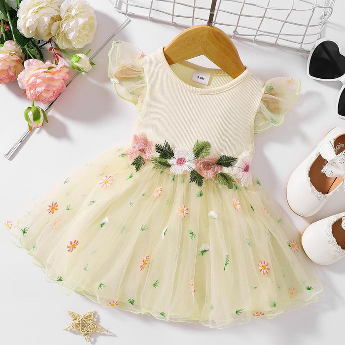 Flutter Sleeve Baby Dress with Embellishments