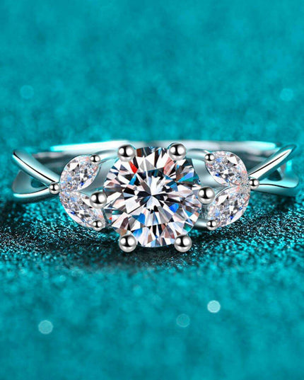 Elegant 1 Carat Moissanite Sterling Silver Ring with Sparkling Zircon Accents