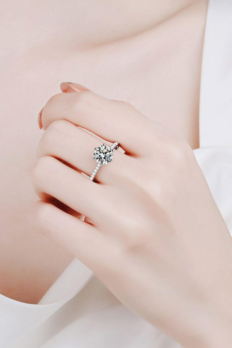 Elegant 2 Carat Moissanite and Zircon Sterling Silver Ring - Sophisticated Design