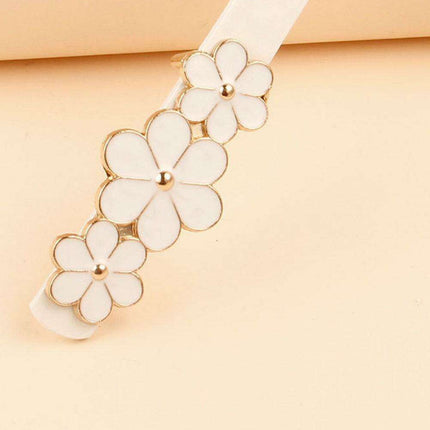 Chic Floral Accent Faux Leather Waist Belt