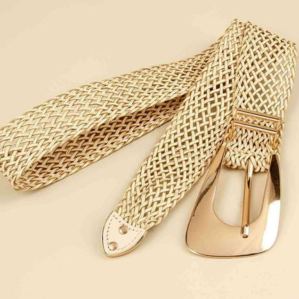 Asymmetrical Clasp Woven Waist Belt for Effortless Chic Style