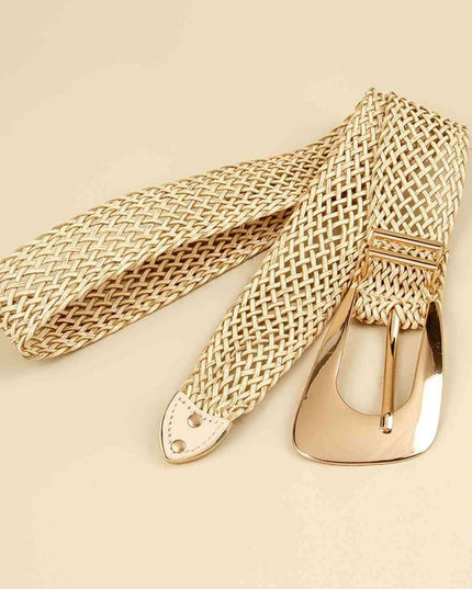 Asymmetrical Clasp Woven Waist Belt for Effortless Chic Style