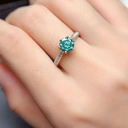 Sustainable Elegance: Lab Grown Green Diamond Ring in Sterling Silver