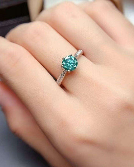 Sustainable Elegance: Lab Grown Green Diamond Ring in Sterling Silver