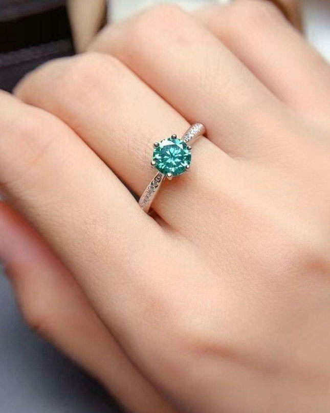 Sustainable Elegance: Lab Grown Green Diamond Ring in Sterling Silver