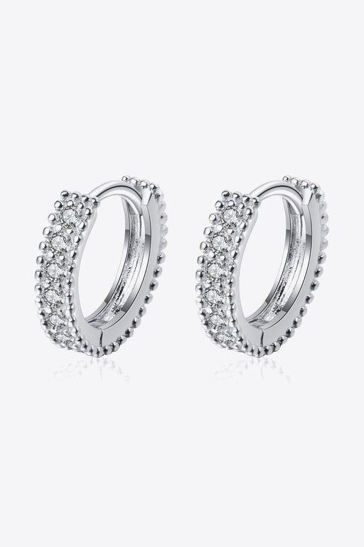 Radiant Lab-Diamond Sterling Silver Huggie Earrings with Sparkling Care Instructions