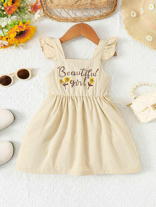 Charming Embroidered Sleeveless Dress with Square Neck for Baby Girls