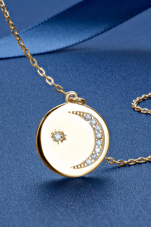 Moissanite Round Pendant Necklace-Trendsi-Gold-One Size-Très Elite