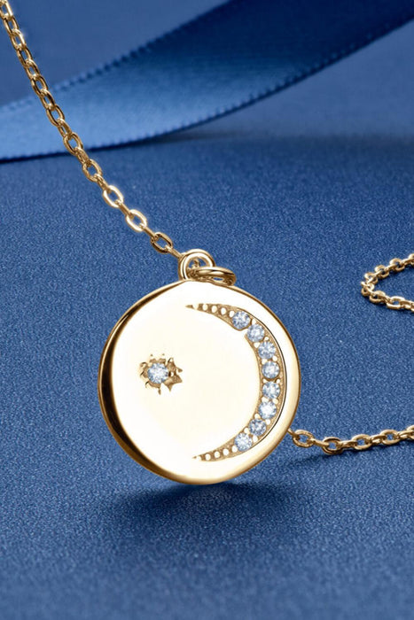 Elegant Moissanite Pendant Necklace with Gold-Plated Sterling Silver Bouquet