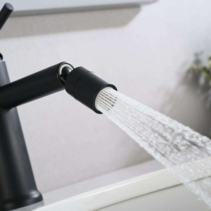360° Rotating Matte Black Bathroom Sink Faucet with Dual Water Flow Modes