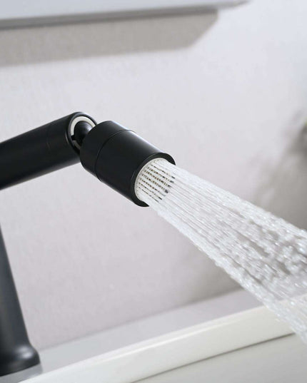 360° Rotating Matte Black Bathroom Sink Faucet with Dual Water Flow Modes