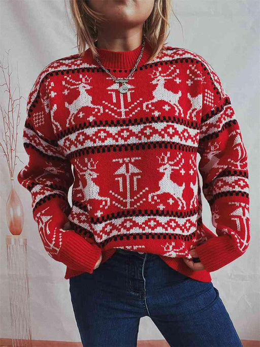 Festive Drop-Shoulder Knit Jumper for Christmas Cheer