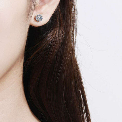 Elegant Floral Moissanite and Zircon Stud Earrings - 1 Carat Total Weight