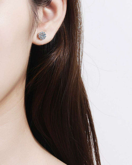 Elegant Floral Moissanite and Zircon Stud Earrings - 1 Carat Total Weight