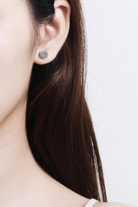 Moissanite Floral-Shaped Stud Earrings-Trendsi-Silver-One Size-Très Elite