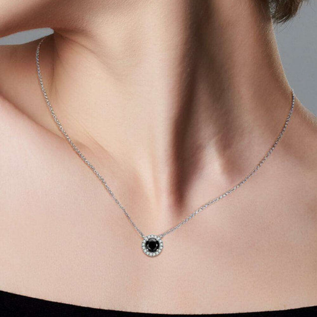 Elegant Dual-Tone 1 Carat Moissanite Round Pendant Necklace