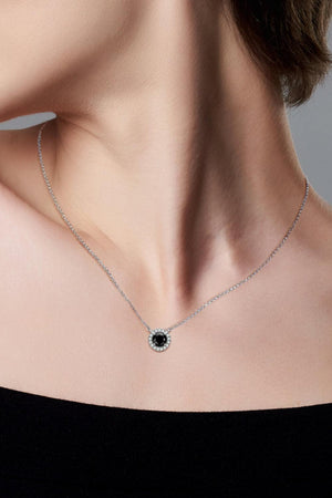Two-Tone 1 Carat Moissanite Round Pendant Necklace-Trendsi-Black-One Size-Très Elite