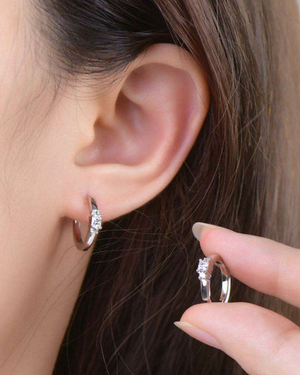 Elegant Moissanite 0.42 Carat Sterling Silver Hoop Earrings