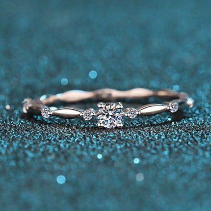 Elegant Rhodium-Finished Sterling Silver Ring with Lab Grown Diamond