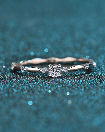 Elegant Rhodium-Finished Sterling Silver Ring with Lab Grown Diamond