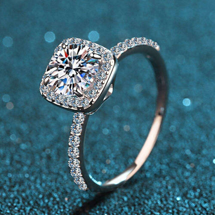 Timeless Elegance Moissanite and Zircon Sterling Silver Ring