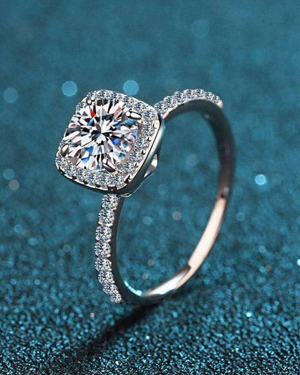 Timeless Elegance Moissanite and Zircon Sterling Silver Ring