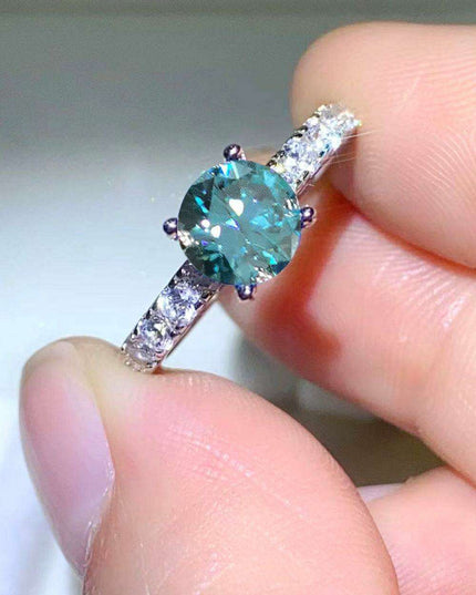 Luxurious Platinum Moissanite Ring with Zircon Sparkle