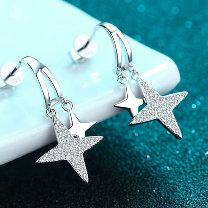 Starlit Rhodium-Plated Lab-Diamond Dangle Earrings