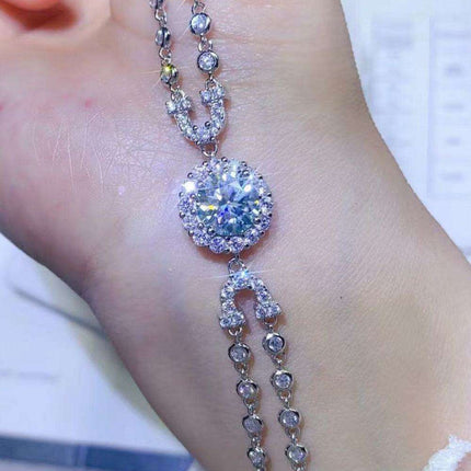 Elegant Two-Tier Lab-Created Diamond Bracelet with Radiant Zircon Details