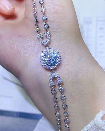 Elegant Two-Tier Lab-Created Diamond Bracelet with Radiant Zircon Details