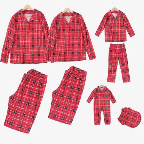 Plaid Collared Shirt and Pants Set - Stylish Ensemble for the Modern Mom
