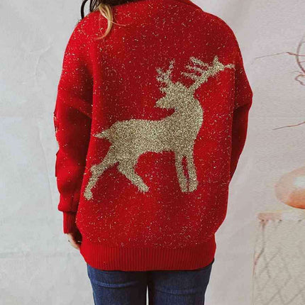 Festive Reindeer Long Sleeve Sweater for the Holiday Season