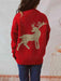 Cozy Festive Reindeer Print Sweater with Round Neck and Long Sleeves