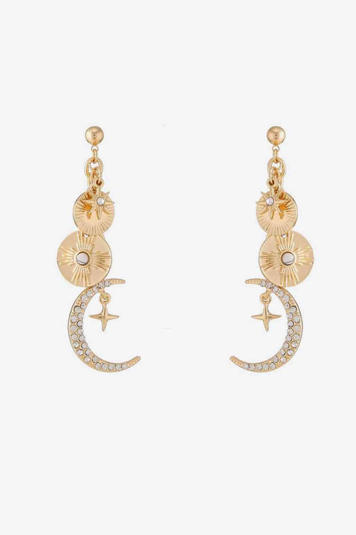 Elegant Rhinestone Crescent Earrings crafted from Copper and 18K Gold-plating