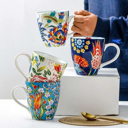 Cheerful Floral Cartoon Ceramic Mug - Elevate Your Daily Sips