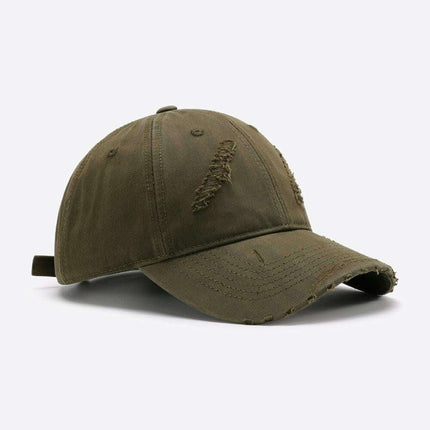 Retro Distressed Cotton Baseball Cap with Customizable Strap - Elevate Your Style