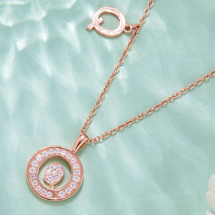 Stunning Rose Gold-Plated Necklace with Lab-Created Diamond - A Modern Elegance