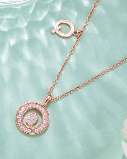 Stunning Rose Gold-Plated Necklace with Lab-Created Diamond - A Modern Elegance