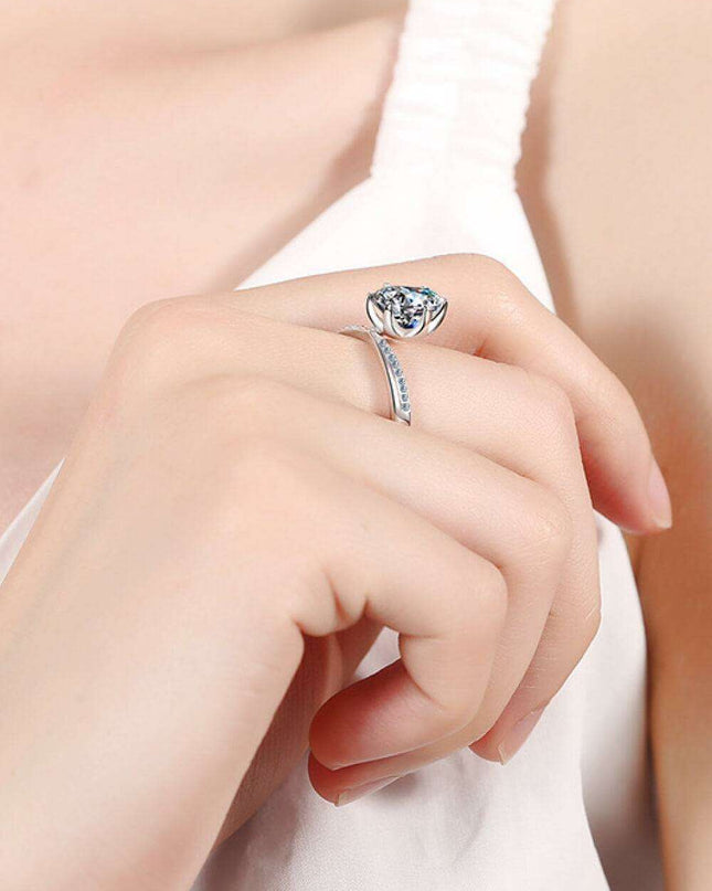 Elegant Moissanite and Zircon Accented Sterling Silver Ring