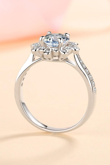 Shimmering Sterling Silver Moissanite Statement Ring with Lab-Created Diamond Sparkle