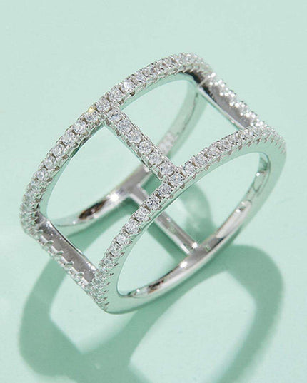 Elegant Sterling Silver Ring with Dazzling Lab-Created Diamond Stone