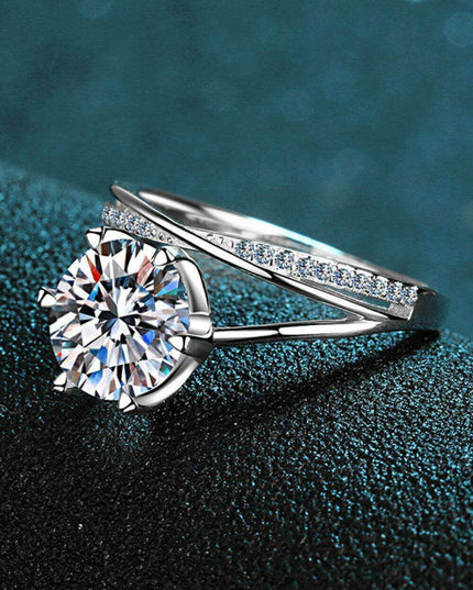 Elegant Moissanite and Zircon Accented Sterling Silver Ring