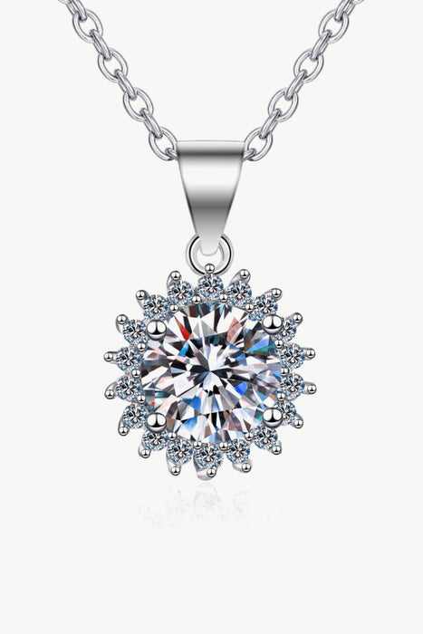 Luxurious Sterling Silver Moissanite and Lab-Diamond Pendant Necklace