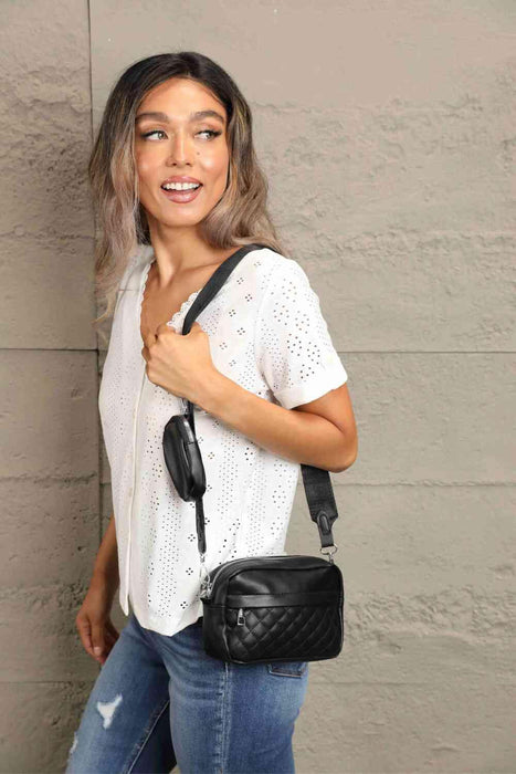 Adored PU Leather Shoulder Bag with Small Purse Trendsi
